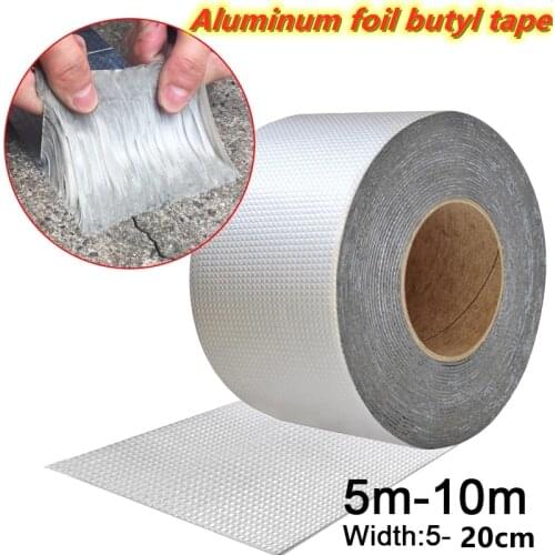 5-20cm Aluminum Foil Butyl Rubber Tape Stop Leak Stick Waterproof Repair Nano Tape Self Adhesive for Roof Hose Repair Flex Tape