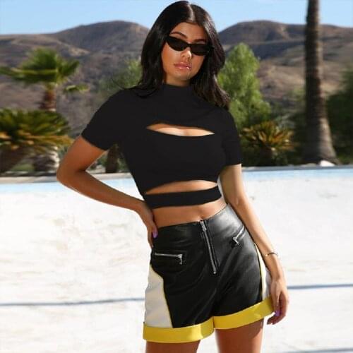 Summer Crop Top Women Tank Top Solid Color Hollow Out Ladies Tops Womens Clothing Fashion Tops Women T-shirt Casual Ladies Shirt