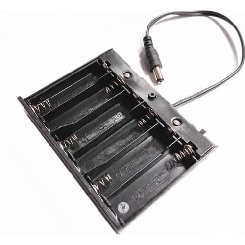 MasterFire 500pcs/lot Plastic 6 X 1.5V AA Battery Holder Storage Box 6 Slots With DC Plug Wire&Cover for 6*AA 9V Batteries Case
