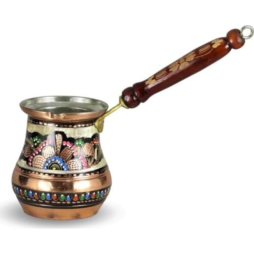 Morya Copper Turkish Coffee Pot Mocha Espresso Latte Ewer Vintage Jazzva Briki Coffee Pot Kettle Drink Tool Cafetiere Stovetop 500ml