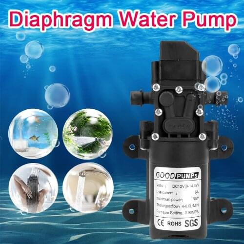 12V 70W High Pressure Micro Diaphragm Water Pump Automatic Switch 130PSI 6L/Min Self Priming Pump DC High Pressure Washing Spray