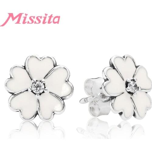MISSITA 2019 New Lucky Clover Earrings For Women Silver Color Jewelry Brand Wedding Stud Earrings HOT SELL Gift