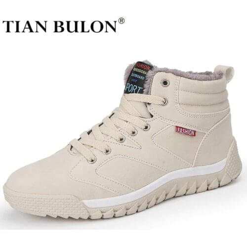 Fashion Men Leather Boots Mens Warm Fur Snow Boots Winter Shoes High Quality Boots Comfortable Ankle Men Warm Boot Botas Hombre