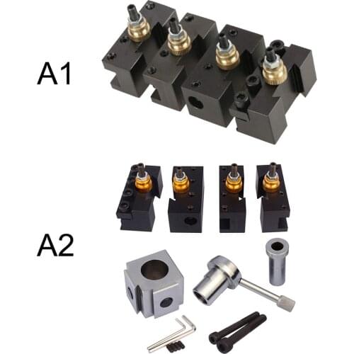 4pcs Mini Lathe Post Holder Kit Quick Change Tool Boring Blade Turning Facing Holder Set
