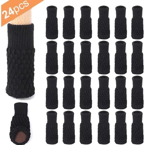 New 24PCS Knitted Chair Leg Socks High Elastic Furniture Floor Protectors Pad Non Slip Anti-Noise Furniture Feet Caps Covers Set