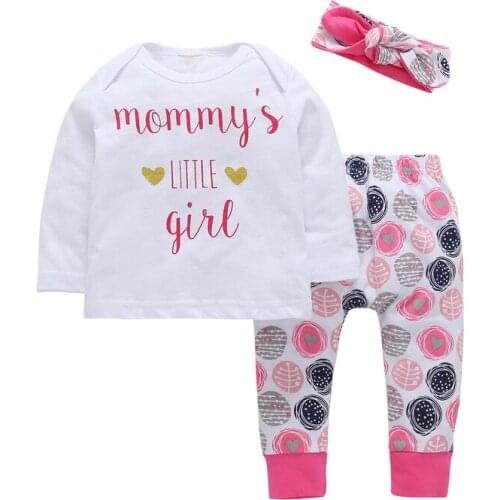Baby Girl Toddle Clothes Spring Autumn Newborn Infant Children Mommys Little Girl Clothing set 3pcs Long Sleeve+Headband+Pants