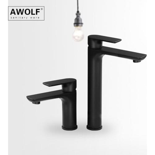 Solid Brass Bathroom Basin Faucet Matte Black Mixer Tap Hot Cold Water Deck Mounted Single Handle Single Hole Sink Faucet ML8097