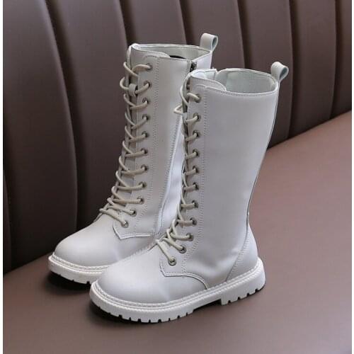 Autumn Kids Long Boots For Girls Fashion Cool Rubber Boots High Children Motorcycle Boots Martin Boots For Girls 2-12 year