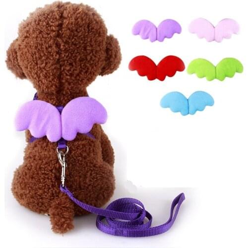 2019 Pets Dog Harness Leads Sets Butterfly Wing Cute Angel Style Harness Nylon Rope For Small Puppy Cat Leashes Pets Supplier