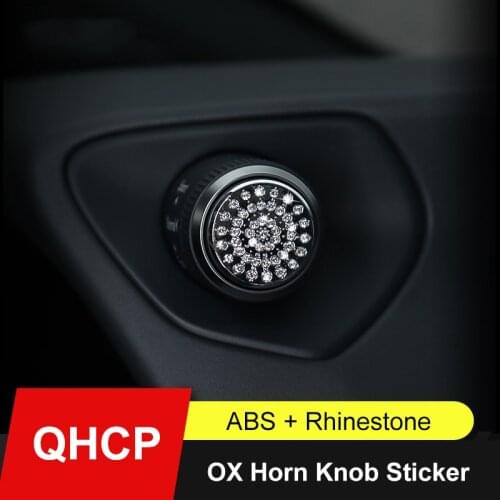 QHCP Car Driving Model Adjustment Knob Decoration Sticker Cover Trim OX Horn Horns ABS Rhinestone For Lexus UX200 260H 250H 2019