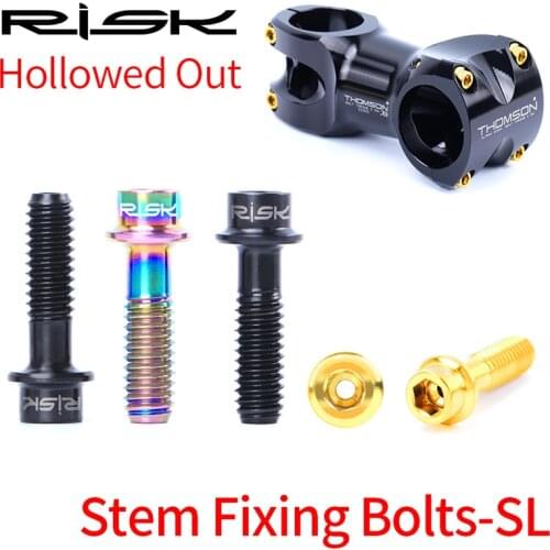 Risk 6pcs Bike Stem Fixing Bolts-SL M5*18 Hollowed Out Superlight Titanium Alloy MTB Road Bicycle Stem Fixed Screws Cycling Part