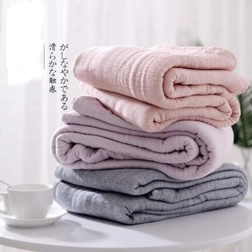 150x200cm Pink Cotton Towel Blanket Summer Thin Quilt Bedspread Travel Air Conditioning Blankets Soft Throw Blankets on Sofa/Bed