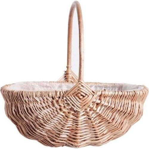 Garden Decor Flower Basket Handmade Woven Delicate Rattan Portable Waterproof Watermelon Shape Fruit Holder
