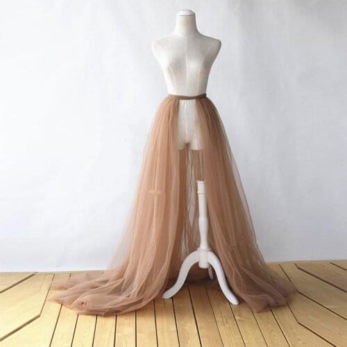 Detachable Overskirt Softest Tulle Skirt Floor Length Train Tulle Waistband Maxi Skirt for Wedding Cocktail Bridal Accessories