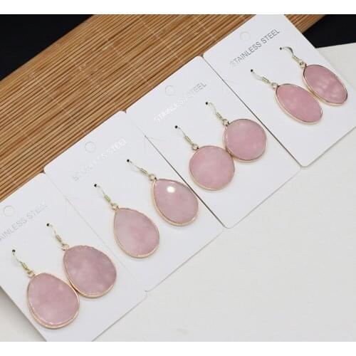 Natural Agates Pendant Earrings a Pair Natural Rose Quartzs Pendant Earrings for Women Jewelry Earrings Exquisite Gift