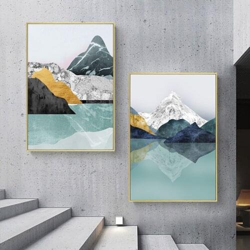 Modern Abstract Canvas Painting Mountain Forest Sunset Landscape Nordic Poster Print Wall Art Picture Home Corridor Decoration
