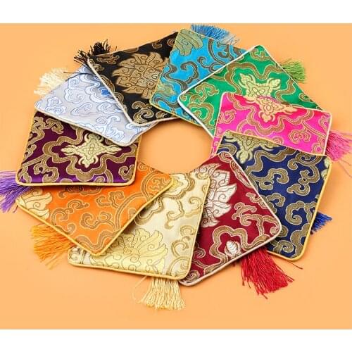 Wholesale 25PCS Multicolor square zipper disk jewelry bag wenwan cloth bag bracelet bag Jewelry bag 11X11CM
