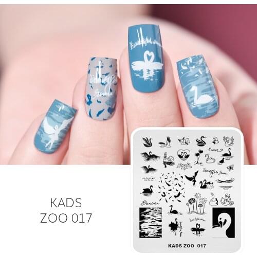 Nail Art Stamping Plates Rectangle Swan Lake Feather Design Nail Stamp Template Nail Art DIY Manicure Printing Stencil Tool