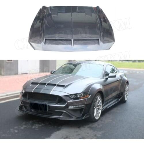 Carbon fiber/FRP Unpainted Black Engine Hood Decoration Case for Ford Mustang 2.3 5.0 2018 UP Auto Car Styling