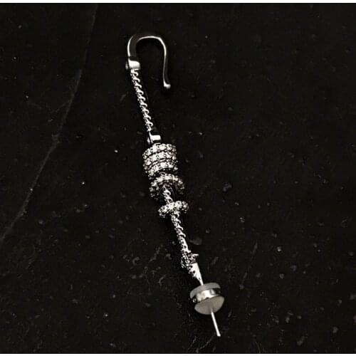 UMGODLY 1pc Fashion Single Silver Color Earring Round Beads Micro Zirconia for Women Luxury Brand High Quality Jewelry