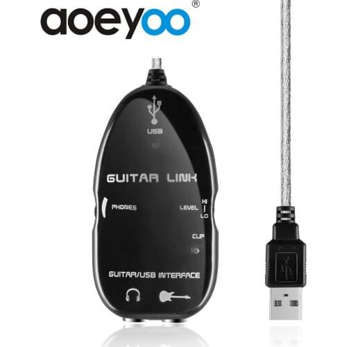 AOEYOO Converter USB Guitar Link Cable USB Powered With CD Drive Support Laptop USB Guitar Link Cable