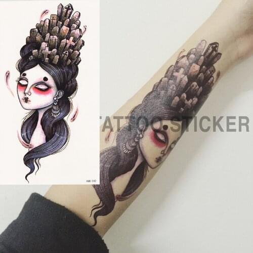 Japanese Geisha Hot Black White Large Flower Henna Temporary Tattoo Black Mehndi Style Waterproof Tattoo Sticker