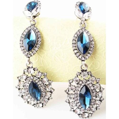 YaYi Jewelry Fashion Multi Glass Crystal Rhinestone Dangle Women Ancient Gold Color Wear Ear Band Long Tassel Earrings