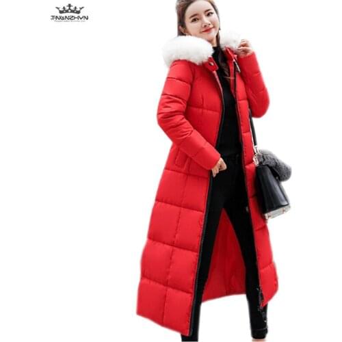 2019 Plus size Winter Female Down Jacket Thicken Slim Winter Jacket Parkas Hooded Warm Long Women Cotton Outerwear Casual Padded