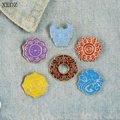 XEDZ Martial arts family crest color custom enamel pin cloud flame demon flowers delicate backpack lapel brooch friend gift