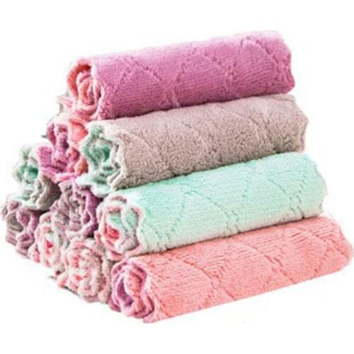 15 Pieces of Department Store Double-Sided Dish Cloth Absorbent Cleaning Cloth, Used for Kitchen Cleaning, Ran Colors