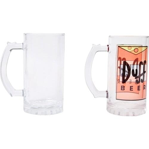 2pcs/lot Sublimation Glass 16oz Drink Beer Mug Heat Transfer Transparent Glass Mug Hot - printed frosted clear glass beer mug
