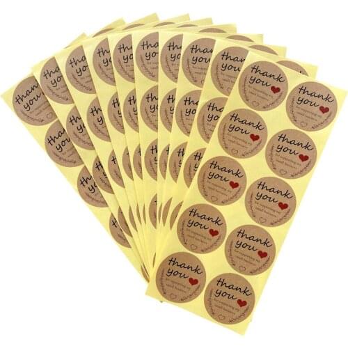 500pcs Baked Cake Sealing Sticker Kraft Paper Thank You For Your Support 3.5cm DIY Handmade Label Scrapbook Decoration Sticker