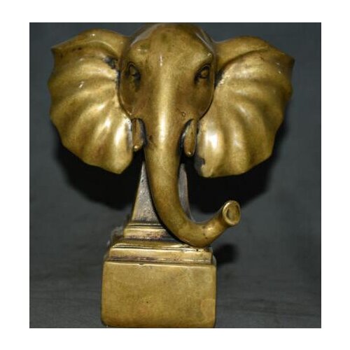 7.6"Marked Rare Old Chinese Bronze Animal Elephant Head Bust Statue Sculpture