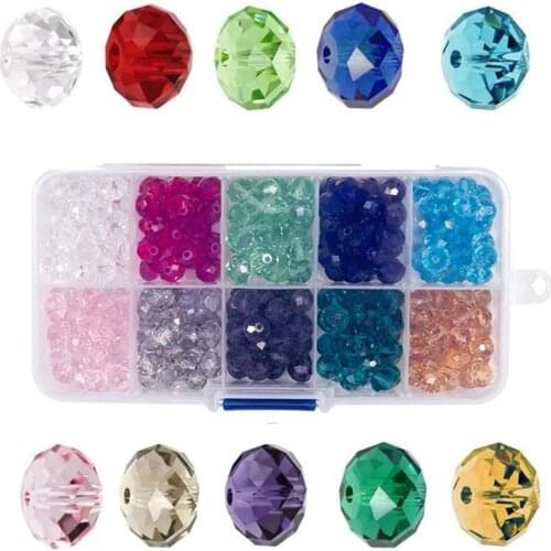 300Pc 8mm Acrylic Faceted Crystal Beaded Material DIY Bracelet Necklace Making Accessories 10 Color Beads