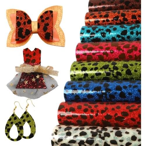 David accessories 8pcs/set 20*33cm Double Sides Glitter Faux Synthetic Leather Fabric Set DIY Hair Bow Earring Material,1Yc7980