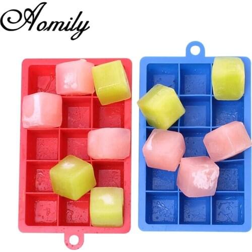 Aomily 15 Holes Cube Shaped Silicon Chocolate Jelly Candy Cake Bakeware Mold DIY Pastry Bar Ice Block Soap Mould Baking Tool