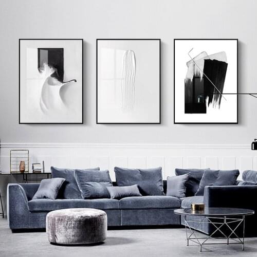 Black And White Abstract Contracted Art Nordic Modern Style Posters Canvas Pictures For Living Room Decor Painting Unframed