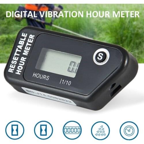 1Pc New LCD Display Motorboat Digital Vibration Activated Portable Hour Meter Motorcycle Hour Meter Timer