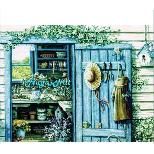 Door scenery diamond painting full round flower garden wall art decor diamont paint diy diamand dotz kits mosaic sticker crafts