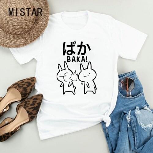 Baka Rabbit Slap Women Tees Summer Female Tshirt Harajuku T Shirt Women Fashion White T-shirt Aesthetic Graphic Tshirt Female
