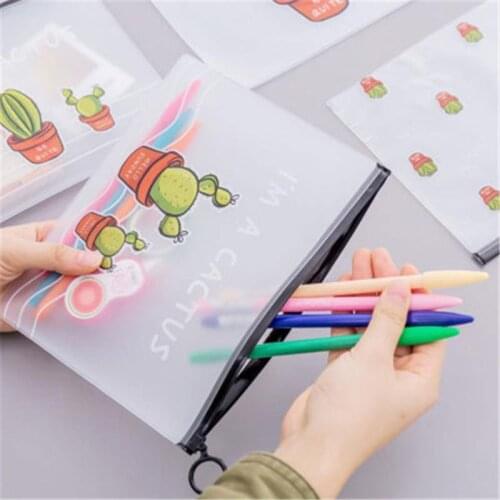 Cactus PVC Waterproof Pencil Cases Transparent Stationery A5 File Folder Storage Office School Supplies Pencil Bags for Girls