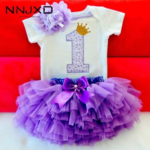 Little Girls Summer Dress Cute Newborn Baby Girl Clothes 1st Birthday Baby Bodysuit Romper+Ruffles Tutu Skirt +Headband Outfits