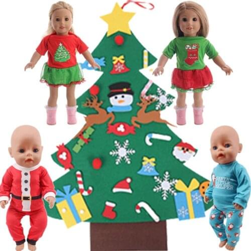 Two-piece Set Of 43cm Reborn Baby Doll And 18-inch American Doll Christmas Clothes, Toys For Children, Christmas Gifts