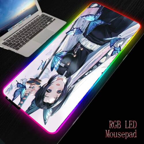 MRGBEST Anime Kimetsu No Yaiba Large Computer Keyboard Mat Rgb Led Glowing Mouse Pad Gamer Size 90X40/30X80CM Gaming Mousepad