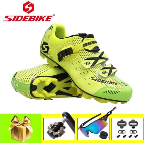 SIDEBIKE Mtb Shoes Men Mountain Bike Sneakers Add SPD Pedals Set Professional Self-locking Breathable Cycling Bicycle Shoes