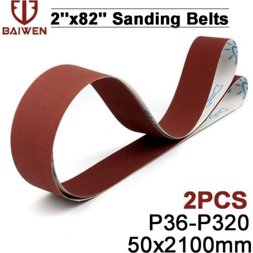 2Pcs Sanding Belts 50*2100mm 36-320 Grit Alumina Sander File Belt Abrasive Tools Accessories 2''x82'' For Belt Sander Power Tool