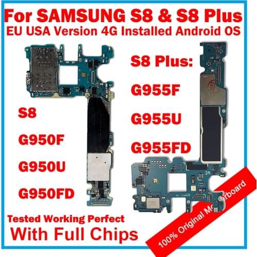 For Samsung Galaxy S8 G950F G950FD G950U Motherboard S8+ G955F G955FD G955U Mainboard Replaced Logic Board With Chip Android OS