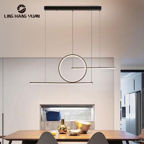 Minimalist Modern Pendant Light Led Hanging Lamp Black&Gold Color Chandelier Pendant Lamp for Dining room Kitchen Ceiling Lustre