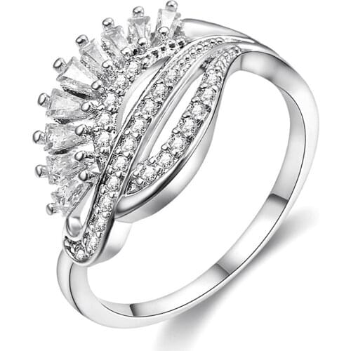 Fashion irregular luxury AAA zircon diamonds Rings for women femme white gold silver color mujer gemstones jewelry bijoux