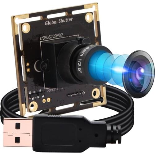 HD Camera Module Global Shutter High Speed 60fps 720P 1MP Webcam UVC Plug Play Black /White Monochrome Sensor USB Camera Module